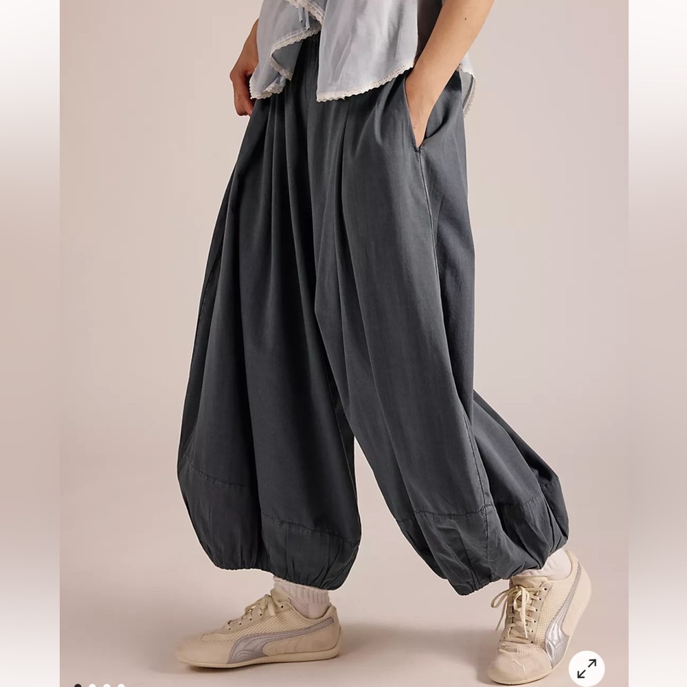 Free People Wide Leg Flowy Pants in Charcoal